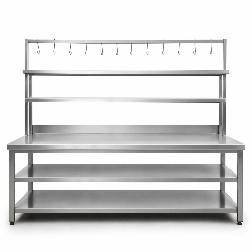 250 cm Askılı ve Raflı Açık Çalışma Tezgahı